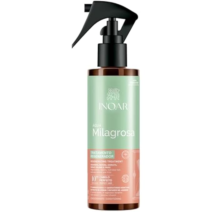 INOAR Miraculous Water Instant Hair Reconstruction Treatment with RejuComplex3 for Deep Repair & Hydration, 6.46 fl.oz