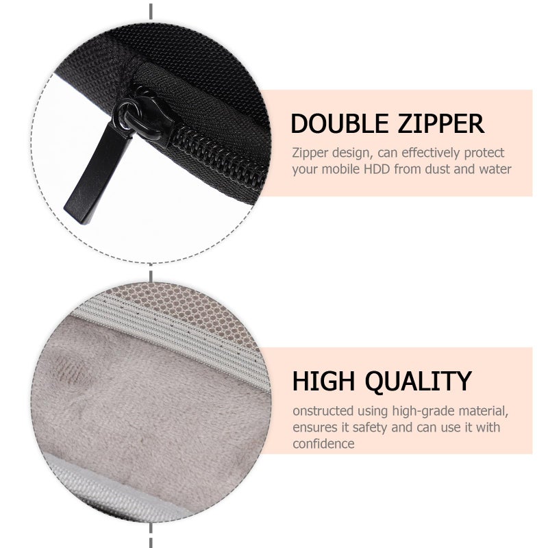 Shockproof Protective Hard Drive Pouch with Data Cable Compartment for SSD Storage Travel Case - Image 4