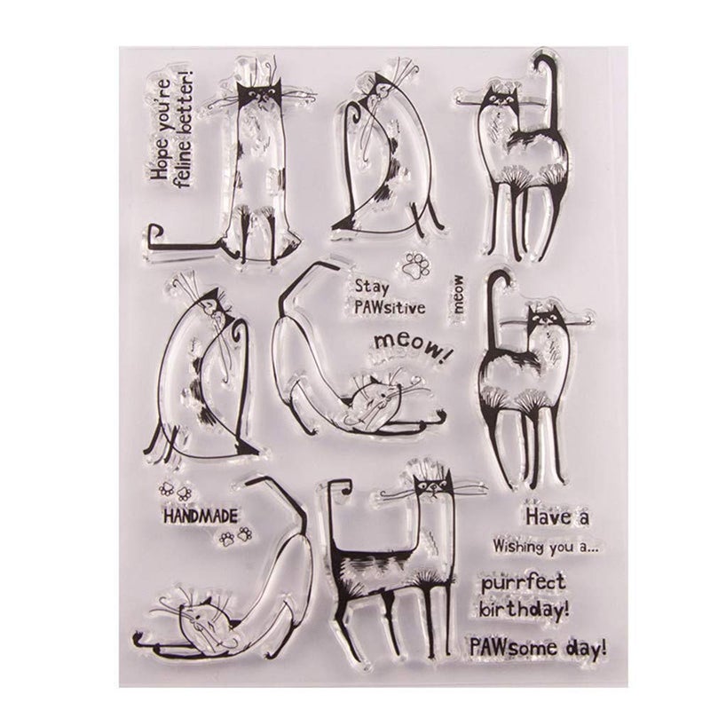 arriettycraft Cute Cat Meow Clear Stamps for Card Making and Journaling Kitten Silicone Stamps for Scrapbooking Journals Paper Crafts