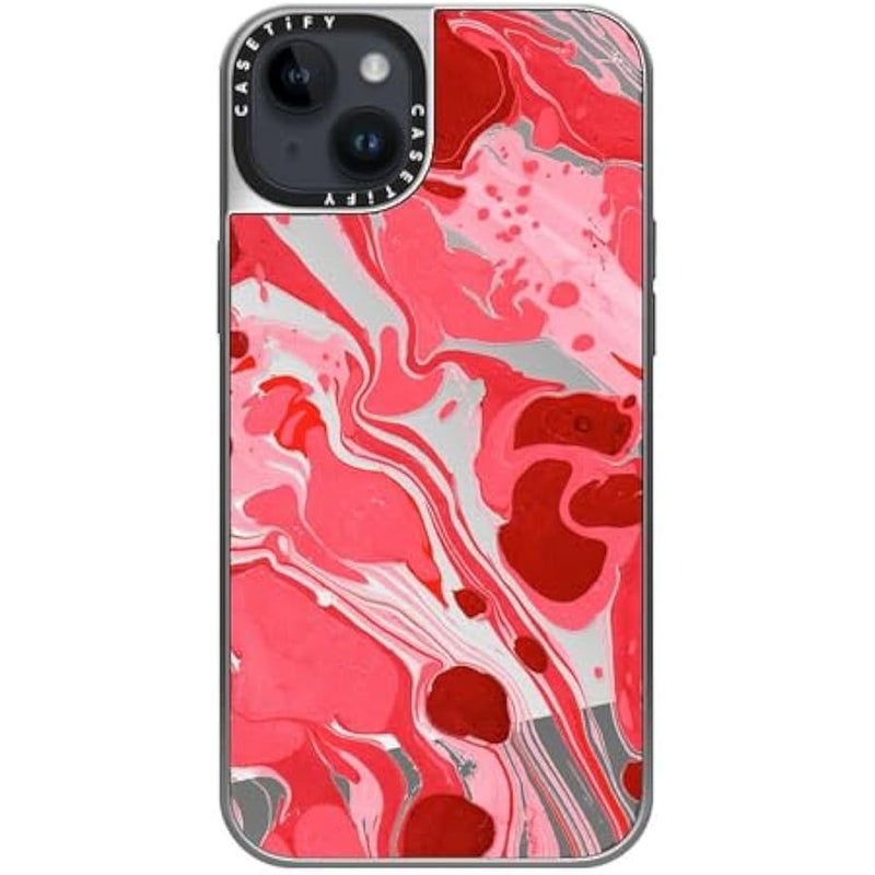 Casetify Mirror Case for iPhone 14 Plus 【Reflective / 4.9ft Drop Protection/Compatible with Magsafe】 - Raspberry Beret - Silver on Silver - Image 5