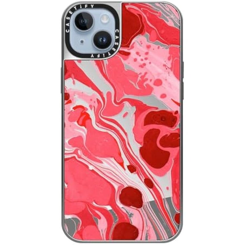 Casetify Mirror Case for iPhone 14 Plus 【Reflective / 4.9ft Drop Protection/Compatible with Magsafe】 - Raspberry Beret - Silver on Silver - Image 4