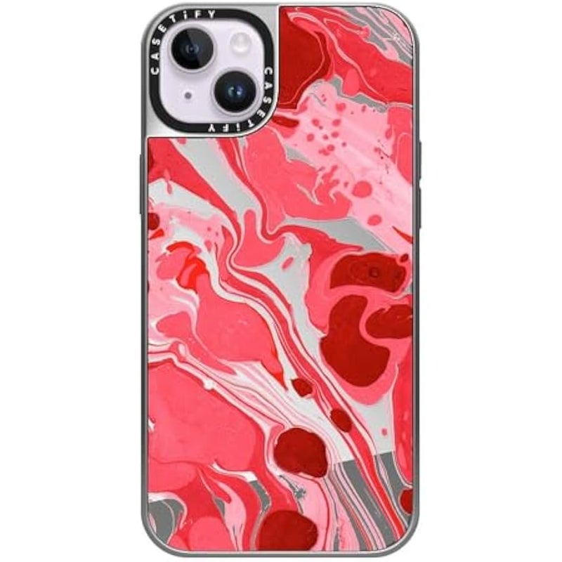 Casetify Mirror Case for iPhone 14 Plus 【Reflective / 4.9ft Drop Protection/Compatible with Magsafe】 - Raspberry Beret - Silver on Silver - Image 2