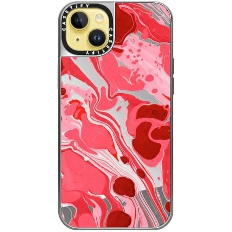 Casetify Mirror Case for iPhone 14 Plus 【Reflective / 4.9ft Drop Protection/Compatible with Magsafe】 - Raspberry Beret - Silver on Silver - Image 3