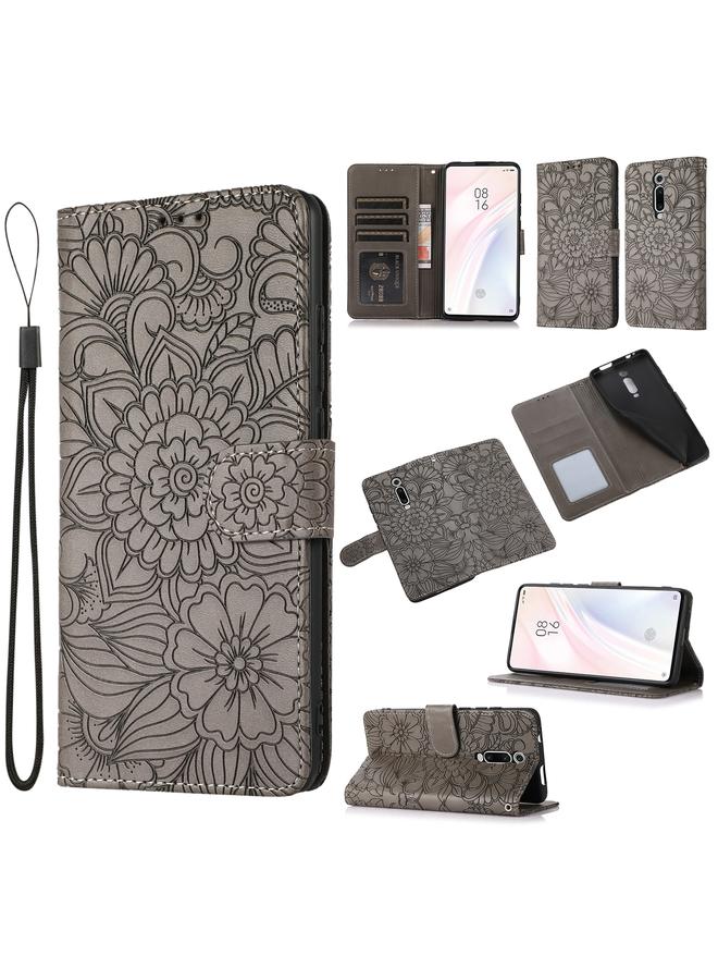 Case For Xiaomi Redmi K20 Skin Feel Embossed Sunflower Horizontal Flip Leather Case with Holder & Card Slots & Wallet & Lanyard