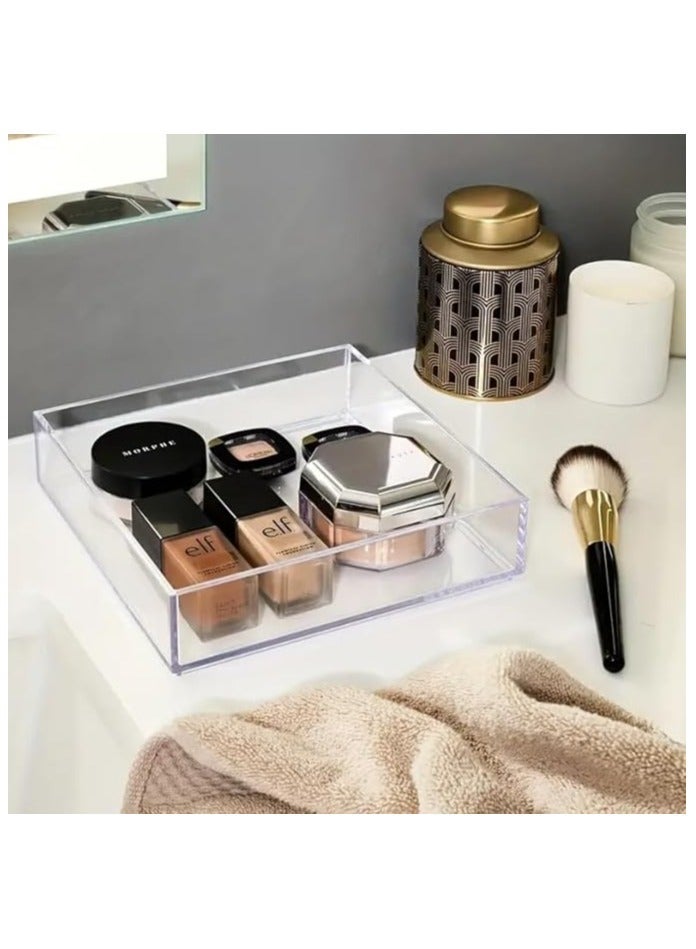 CREATIVE PLANET Set of 3 Acrylic Drawer Makeup Organizer, Divided Desk Tray, Transparent Storage Container, Desktop Storage Box, Suitable for Dressing Table, Bathroom Kitchen, Cabinet - Image 3