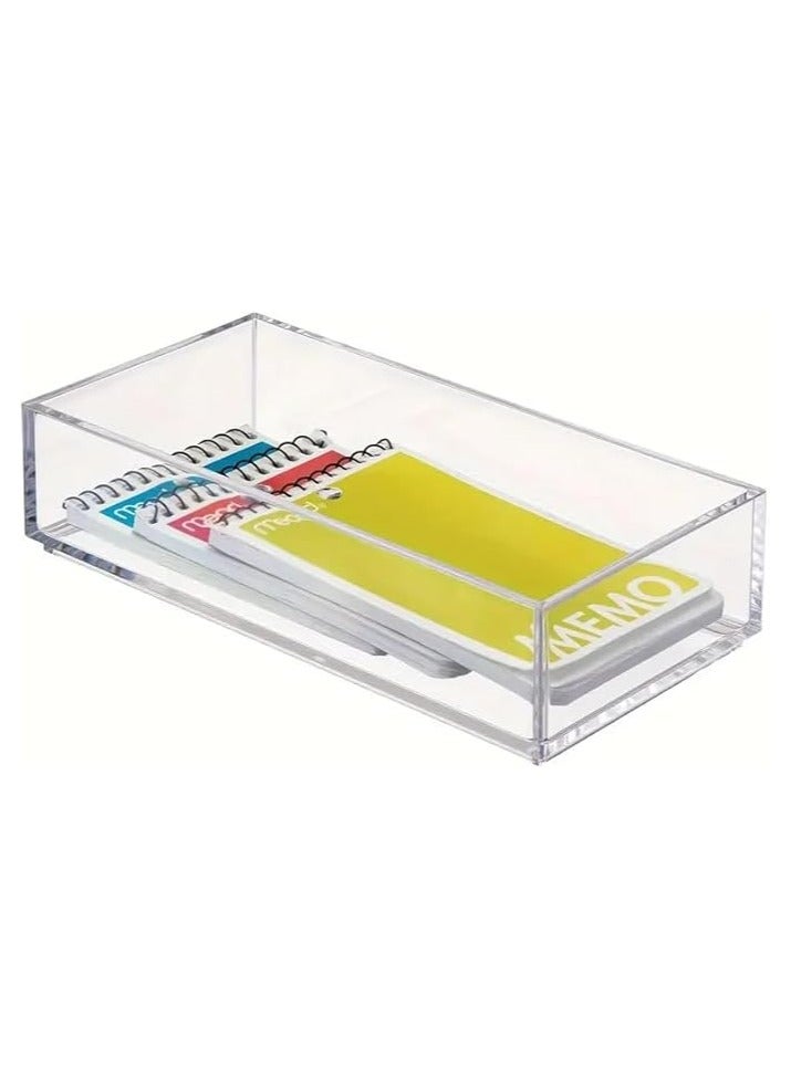 CREATIVE PLANET Set of 3 Acrylic Drawer Makeup Organizer, Divided Desk Tray, Transparent Storage Container, Desktop Storage Box, Suitable for Dressing Table, Bathroom Kitchen, Cabinet - Image 5