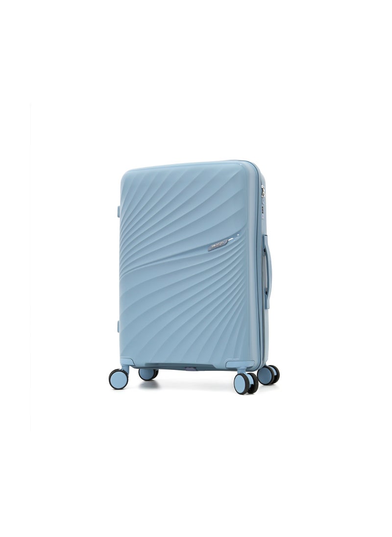 AMERICAN FLYER - Unbreakable Hardshell PP Luggage Set with 8 Wheels Thick Shell Multi Layer PP 3 Piece Set,Blue (S-20",M-24",L-28") - Image 1