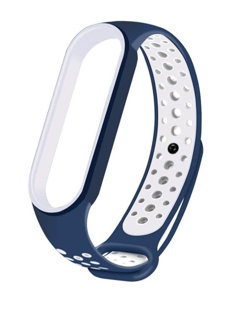 Silicone Breathable Sport Strap for Mi Band 3/Mi Band 4 (Blue & White)