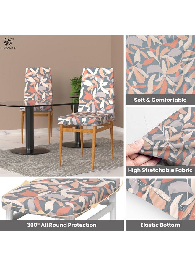 MY ARMOR Polyester Elastic Stretch Fit Dining Chair Seat Cover, Removable, Washable, Hypoallergenic, Slipcover, Pack of 6 (Abstract Pattern) - Image 2