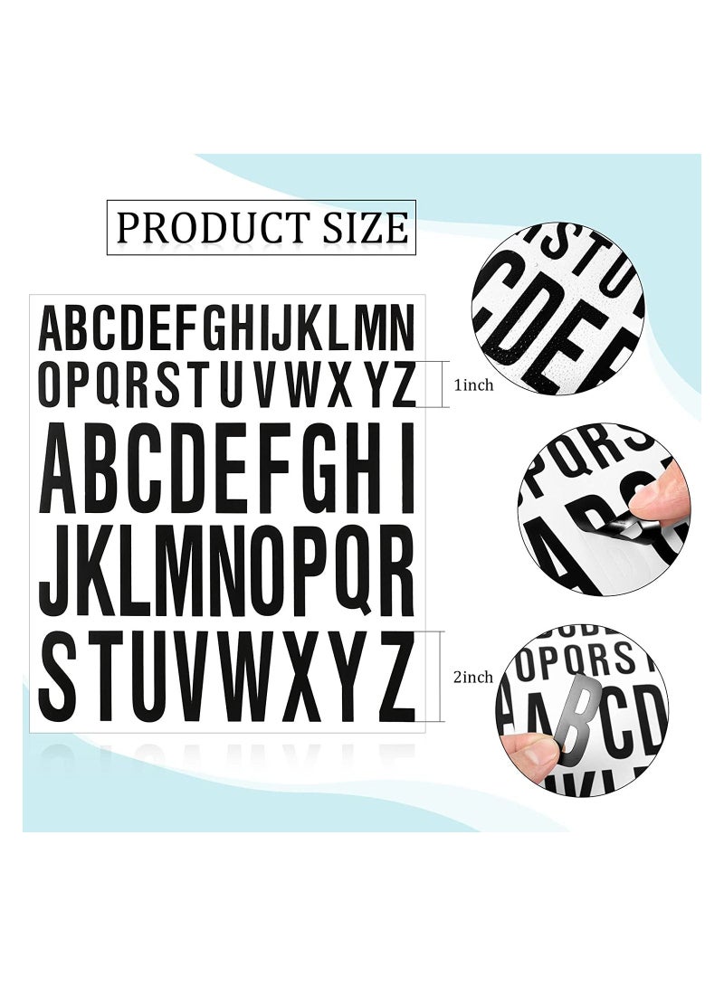 8 Sheets of Self Adhesive Vinyl Capital Letter Stickers for Crafts Outdoor Signs Posters Mailboxes Windows Doors Cars and Trucks Black 1 Inch and 2 Inch  - Image 2