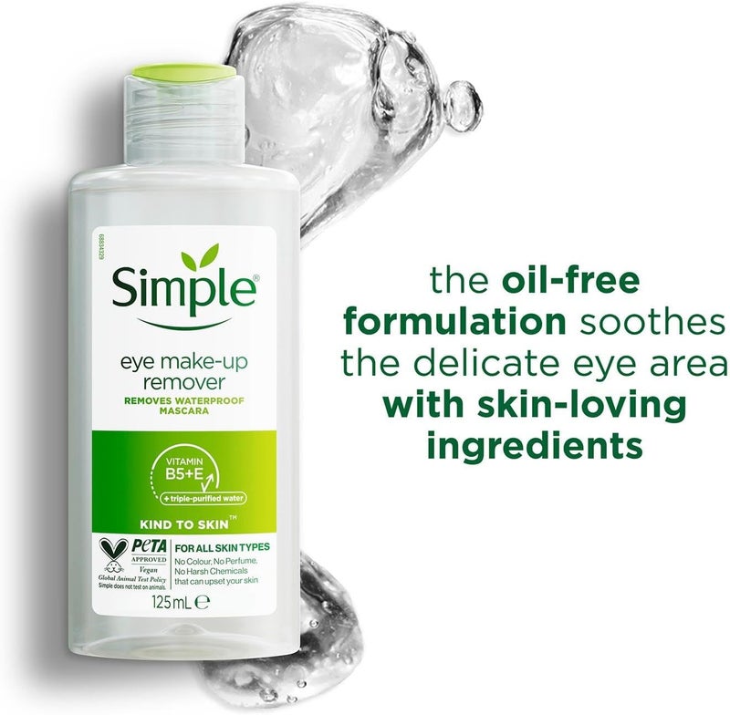 Simple Eye Makeup Remover with Vitamin B5 & E, 125ml - Gentle Formula for All Skin Types - Image 4