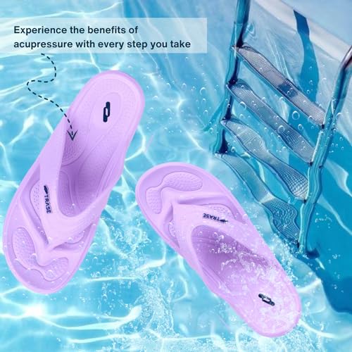 TRASE Slippers for Women | Mild Acupressure Flip Flops | Lightweight, Anti-Skid & Waterproof Ladies Chappal (Lavender, 8 UK) - Image 4