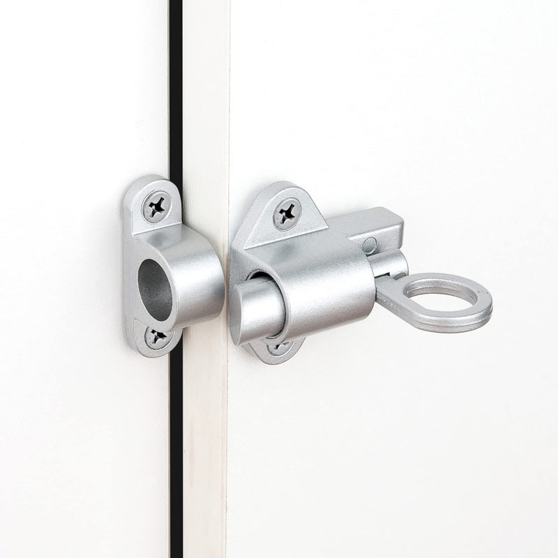 INIRET 2 Packs Self-Closing Latchesï¼ŒSilver Gray Spring Door Lockï¼ŒResilient Bolt Latch Aluminum Alloy Safety Automatic Spring Barrel Door Lock with Screwsï¼ŒUsed for Wooden Doorï¼ŒWooden Window and Cabinet - Image 3