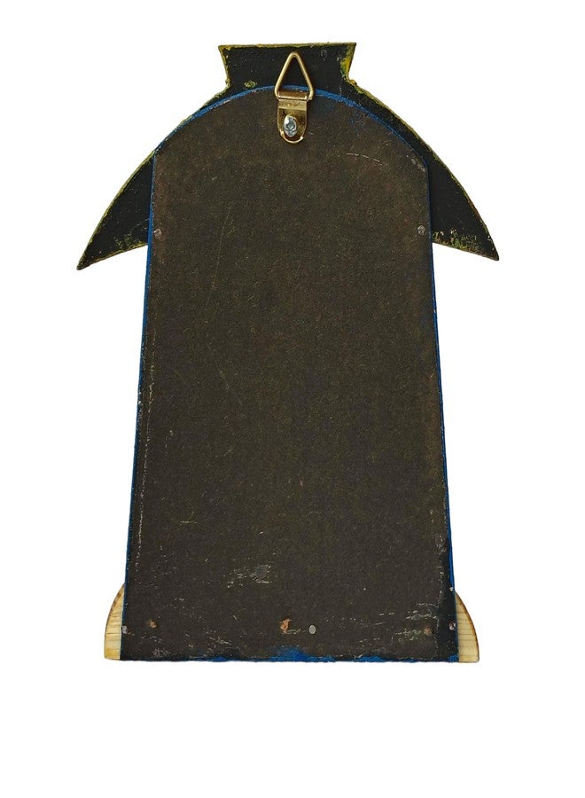 Windup Handcrafted Terracotta Owl Key Holder, Decorative Wall Mount with 3 Hooks, 15 cm x 17.5 cm, Blue and Golden - Image 4