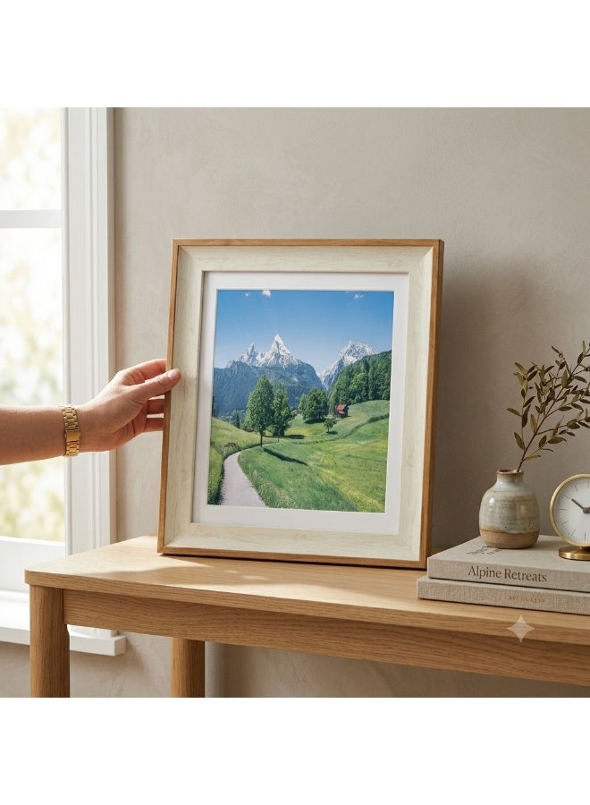 إطار صور 8×10 بوصة بحافة ديكورية عريضة بتصميم يشبه المات، للعرض على الطاولة أو التعليق على الحائط - Image 3