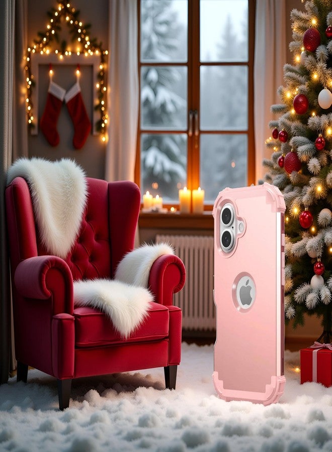 اي دي ويل جراب IDweel لهاتف iPhone 16 Plus مع واقي شاشة للنساء، 3 في 1 مقاوم للصدمات، نحيف، هجين، متين، مصنوع من البولي كربونات الصلب، مع واقي من السيليكون الناعم، غطاء كامل للجسم مضاد لبصمات الأصابع، لون ذهبي وردي - Image 2