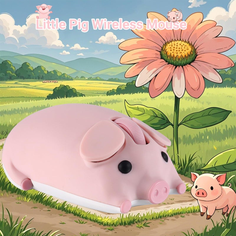 elec Space Cute Pig Design Wireless Mouse Dual Mode Bluetooth & USB Mouse, Silent Operation, Ergonomic, Perfect for Laptops & PCs, Ideal Gift for Animal Lovers and Family (Pink) - Image 2