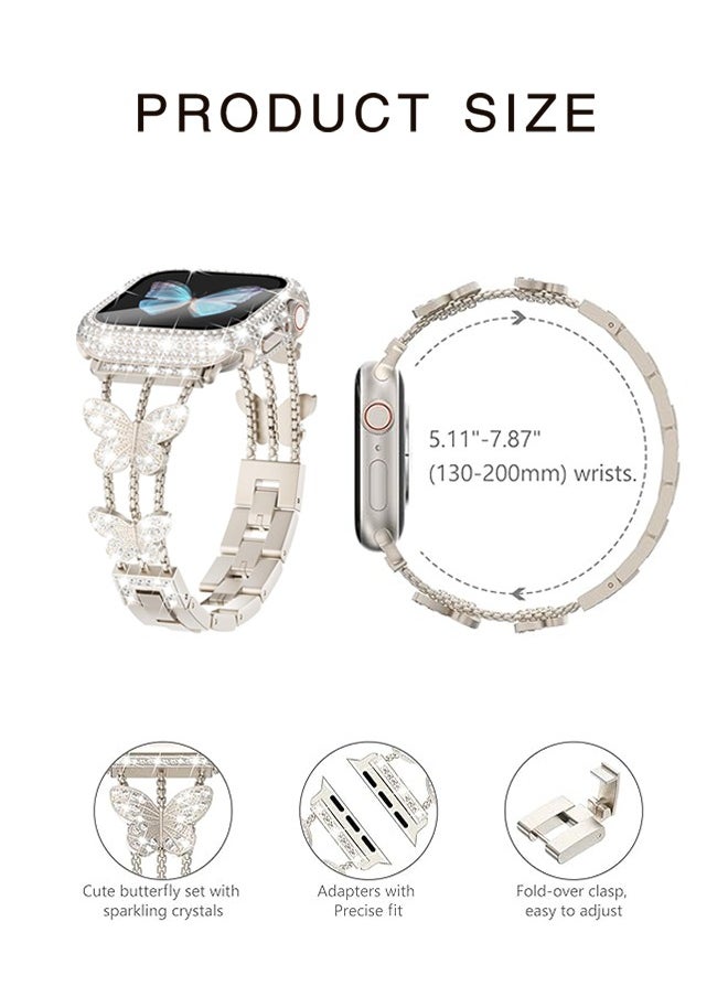 Organizer - Metal Dressy iWatch Bands 40mm Womens，Butterfly Band for Apple Watch Bands 41mm 40mm 38mm for Women, Apple Watch Band Series 9 SE 8 7 6 5 4 3 2 1 - Image 1
