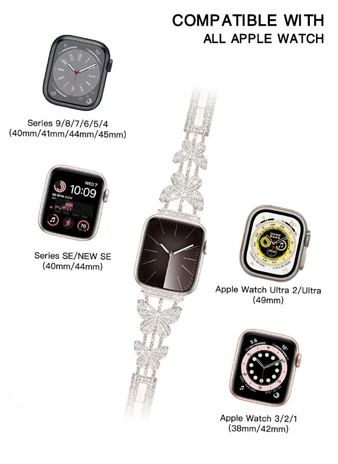 Organizer - Metal Dressy iWatch Bands 40mm Womens，Butterfly Band for Apple Watch Bands 41mm 40mm 38mm for Women, Apple Watch Band Series 9 SE 8 7 6 5 4 3 2 1 - Image 1
