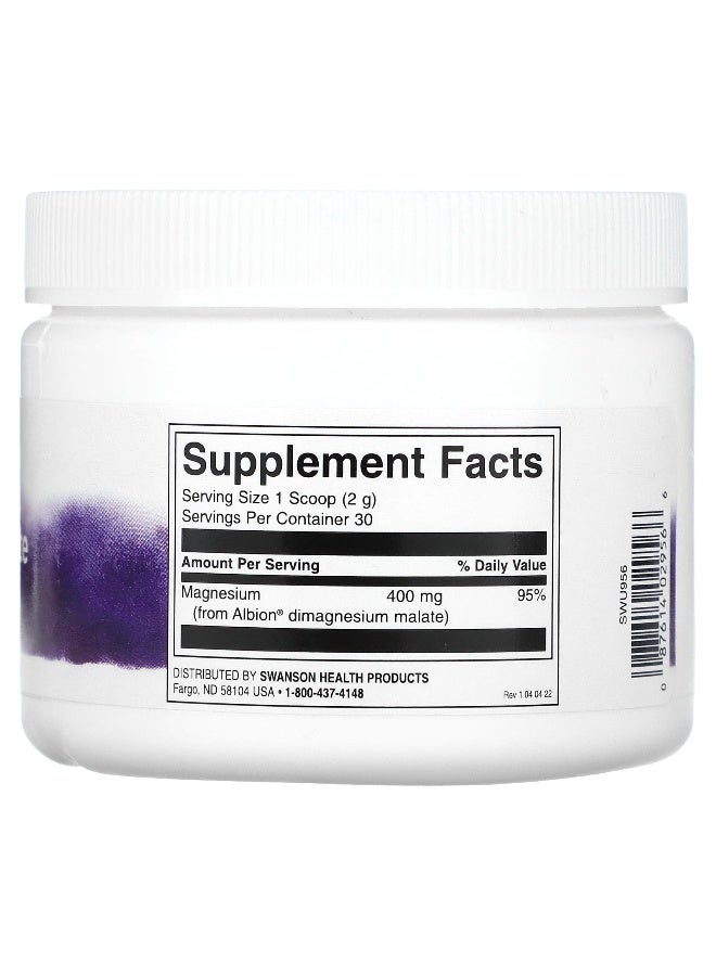 Swanson, DiMagnesium Malate Powder, 400 mg, 2.1 oz (60 g) - Image 2