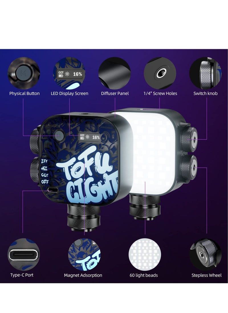 SYOSI - Magnetic RGB Video Light, PHOTOOLEX Tofu Black knight Camera Light Mini 360° Full-Color LED Light for GoPro Studio Streaming Tiktok Vlog - Image 1