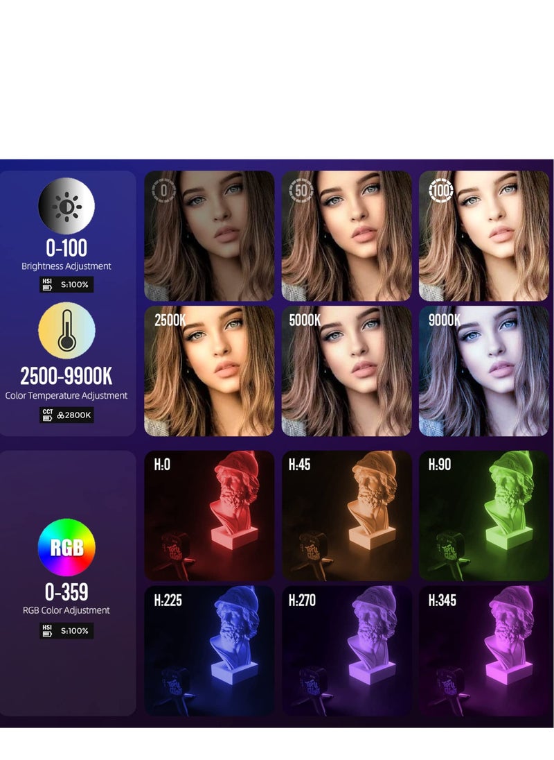 SYOSI - Magnetic RGB Video Light, PHOTOOLEX Tofu Black knight Camera Light Mini 360° Full-Color LED Light for GoPro Studio Streaming Tiktok Vlog - Image 1