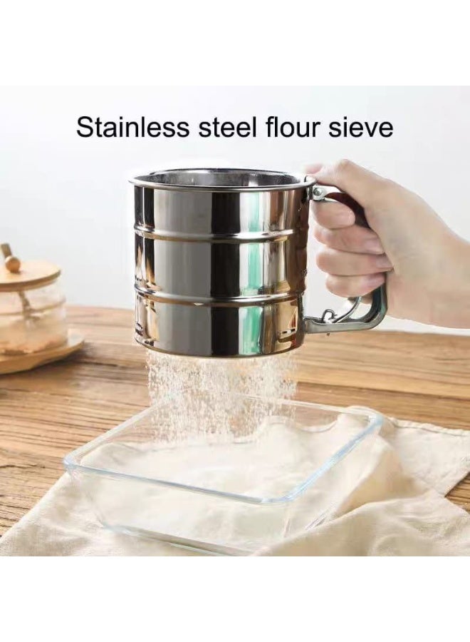 CYTHERIA Baking Flour Sifter Stainless Steel Sieve Silver 10.5x10.5x9.5cm - Image 1