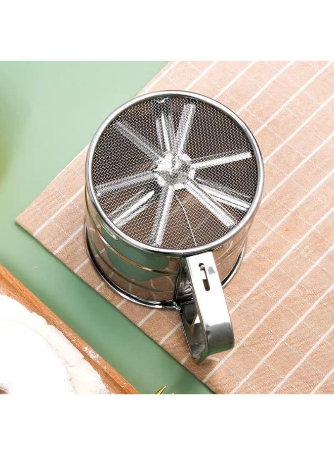 CYTHERIA Baking Flour Sifter Stainless Steel Sieve Silver 10.5x10.5x9.5cm - Image 2