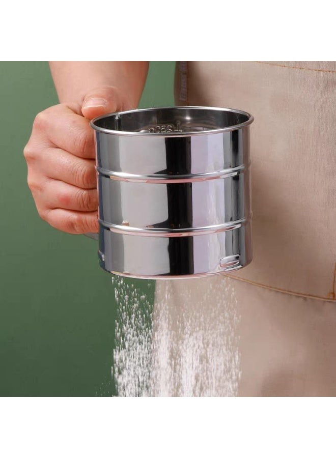 CYTHERIA Baking Flour Sifter Stainless Steel Sieve Silver 10.5x10.5x9.5cm - Image 3