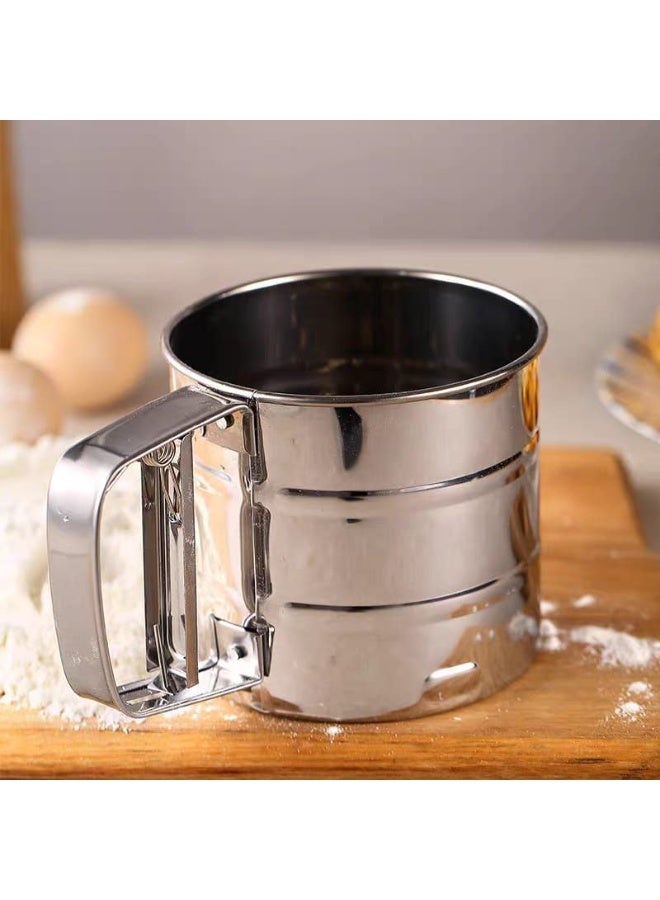 CYTHERIA Baking Flour Sifter Stainless Steel Sieve Silver 10.5x10.5x9.5cm - Image 4