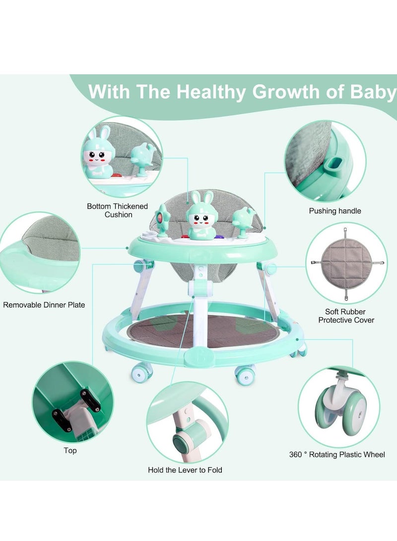 ميكسد مشاية أطفال قابلة للطي بعجلات - مشاية للأطفال الرضع من 6 أشهر إلى 12 شهرًا، ارتفاعات قابلة للتعديل مع موسيقى قابلة للإزالة ومسند للقدمين ومقبض للدفع - Image 5