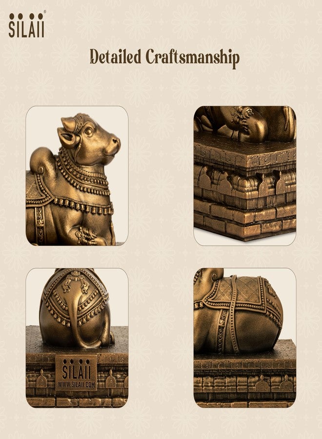 SILAII Nandi Bull Statue for Home Temple – 6 Inch Artistically Crafted Hindu Sacred Sculpture | Lord Shiva Nandi Idol for Pooja, Mandir Decor & Gifting - Image 3