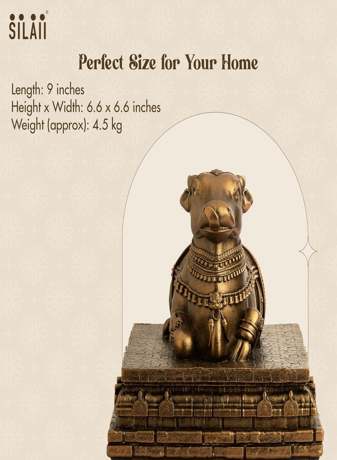 SILAII Nandi Bull Statue for Home Temple – 6 Inch Artistically Crafted Hindu Sacred Sculpture | Lord Shiva Nandi Idol for Pooja, Mandir Decor & Gifting - Image 4