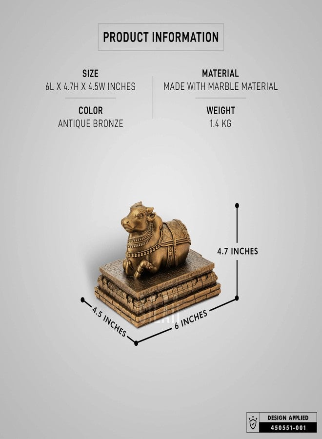 SILAII Nandi Bull Statue for Home Temple – 6 Inch Artistically Crafted Hindu Sacred Sculpture | Lord Shiva Nandi Idol for Pooja, Mandir Decor & Gifting - Image 2