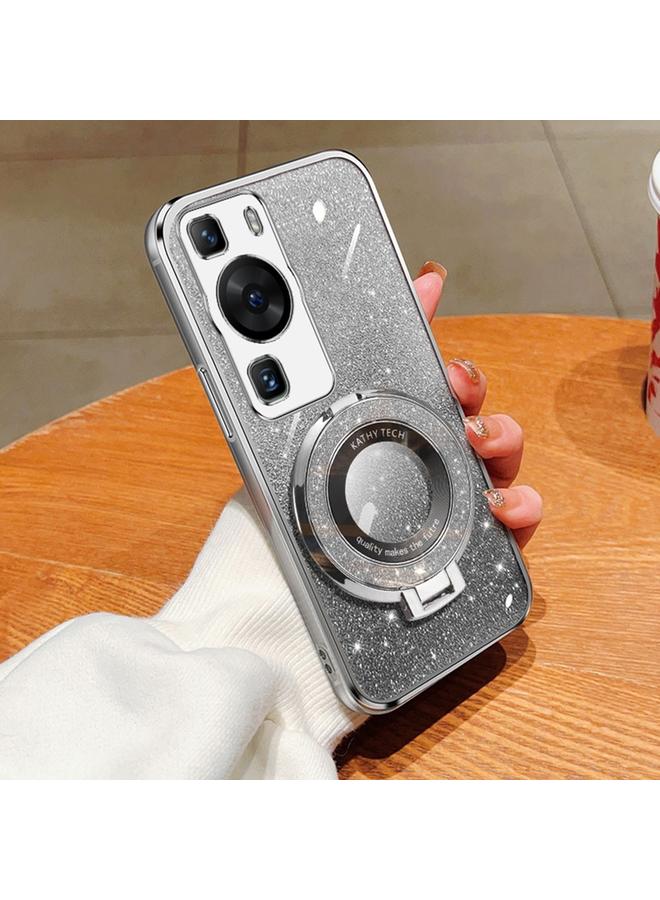 زبون جراب لهاتف Huawei P60، جراب دائري من مادة TPU بحامل لامع متدرج مطلي - Image 1