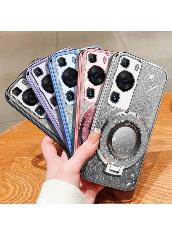 زبون جراب لهاتف Huawei P60، جراب دائري من مادة TPU بحامل لامع متدرج مطلي - Image 2