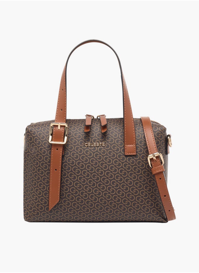 Celeste Women's Monogram Print Tote Bag with Zip Closure and Adjustable Strap  - Image 1