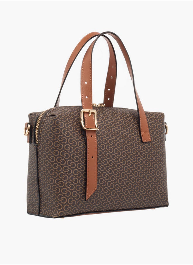 Celeste Women's Monogram Print Tote Bag with Zip Closure and Adjustable Strap  - Image 3
