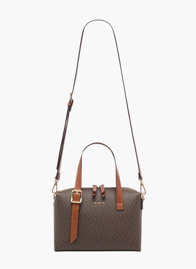 Celeste Women's Monogram Print Tote Bag with Zip Closure and Adjustable Strap  - Image 2