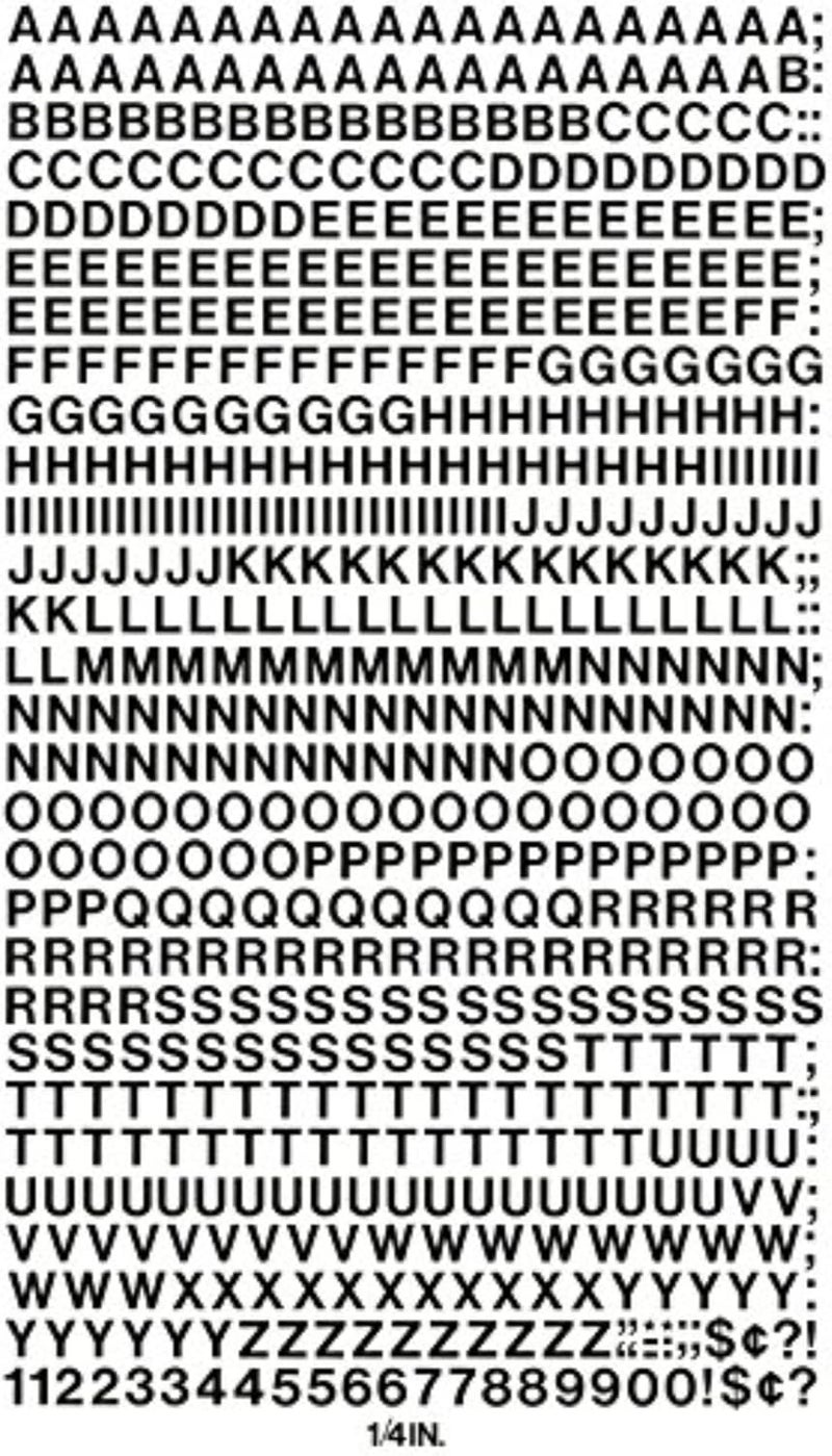 Chartpak Self-Adhesive Vinyl Capital Letters and Numbers - 1/4 Inch High, Black, 610 Characters - Image 2