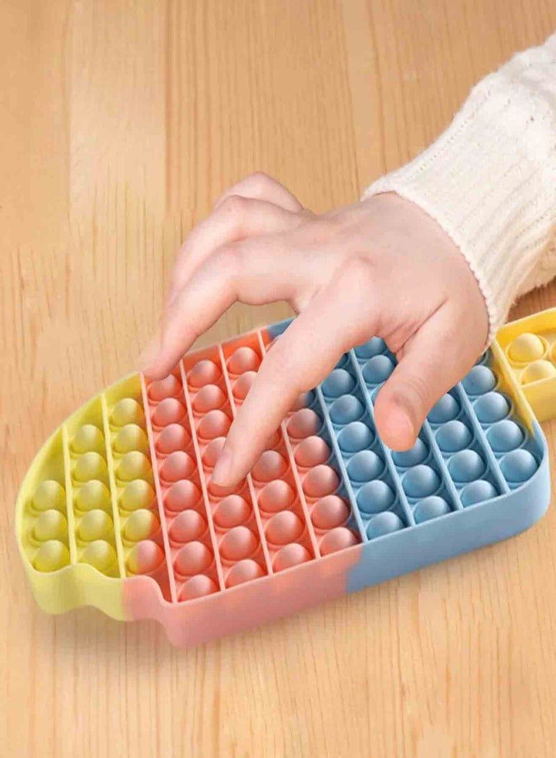 لعبة Push Pop Bubble Fidget Toy الحسية المصنوعة من السيليكون لتخفيف التوتر للأطفال والكبار، لعبة تخفيف القلق المحمولة من أجل المتعة والاسترخاء (قوس قزح الآيس كريم) - Image 5