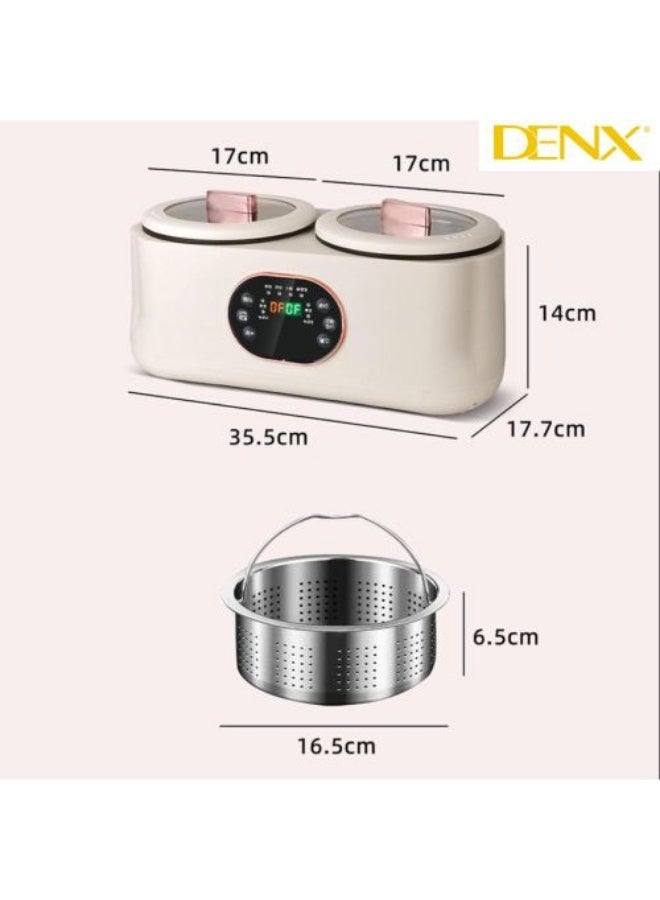 دينكس DENX جهاز طبخ كهربائي مزدوج دينكس DX3901 – سعة 2 لتر (1+1) – 6 برامج ذكية – مؤقت 24 ساعة – تحكم ديجيتال – طهي متزامن لوجبتين – سطح غير لاصق – تصميم مدمج – ضمان سنة - Image 3