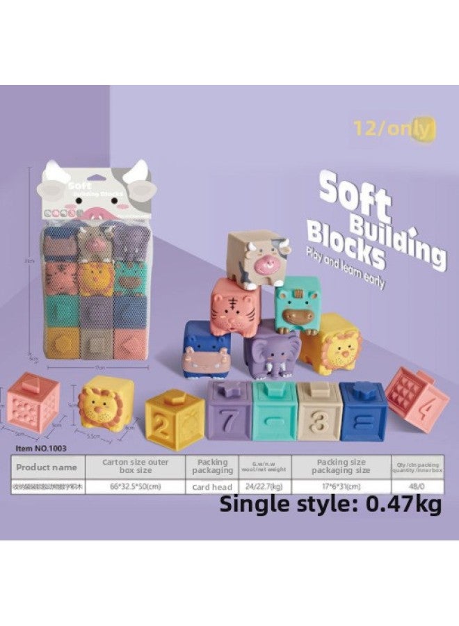 Baby Soft Rubber Building Blocks Color Perception Grip Training Early Education Enlightenment Large Particle Building Blocks Early Education Stacking-Color:1002 - Image 3