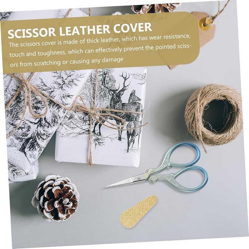 Golden Leather Scissors Covers Protective Sheaths for Barber Shears Hair Cutting Crafting - Image 5