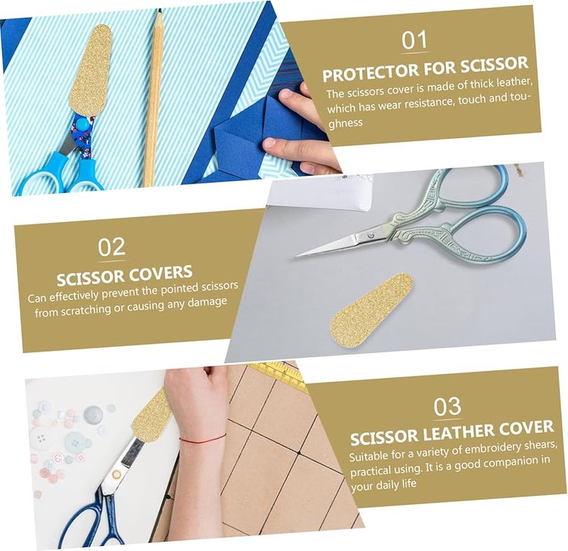 Golden Leather Scissors Covers Protective Sheaths for Barber Shears Hair Cutting Crafting - Image 4