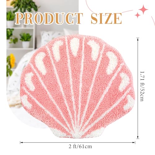 Tinideya Seashell Rug Bathroom Rugs 2 ft Shell Bath Mat Preppy Rug for Sea Room Decor Cute Ocean Beach Carpet Machine Washable Non Slip Absorbent Bath Mat Pink - Image 3
