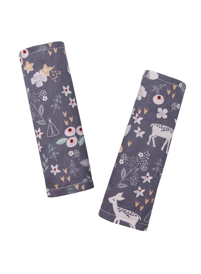 DILIMI Baby Car Seat Neck Cover, 2Pcs Carseat Belt Cover Pad, Shoulder Strap Protectors, Seat Belt Covers Cushion for Boy Girl (Grey Flower Deer) - Image 1