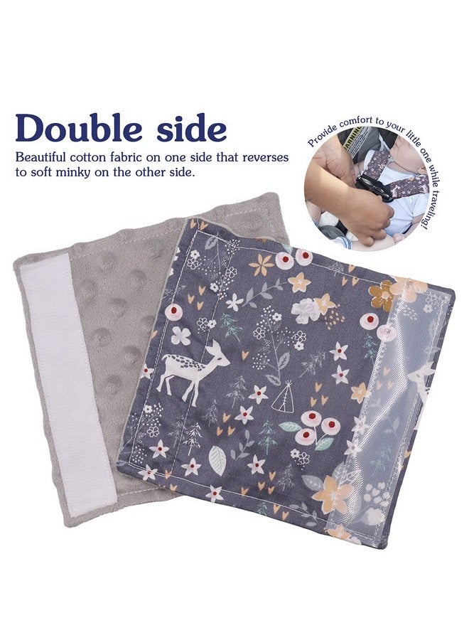 DILIMI Baby Car Seat Neck Cover, 2Pcs Carseat Belt Cover Pad, Shoulder Strap Protectors, Seat Belt Covers Cushion for Boy Girl (Grey Flower Deer) - Image 5