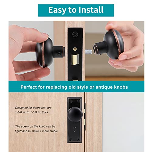 newliplace Vintage Style Door Knob Set with Spindle, Antique Door Knobs Replacement Set for Interior Doors, Oil Rubbed Bronze - Image 3