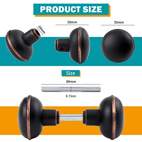 newliplace Vintage Style Door Knob Set with Spindle, Antique Door Knobs Replacement Set for Interior Doors, Oil Rubbed Bronze - Image 2
